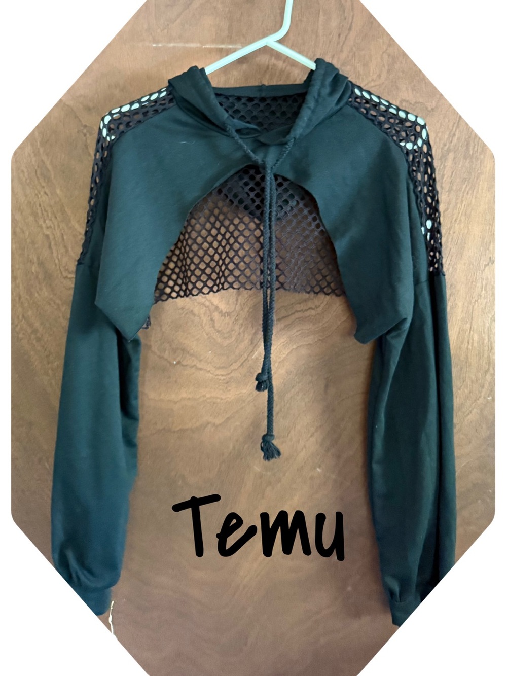 Temu Cropped Hoodie with Mesh Panels